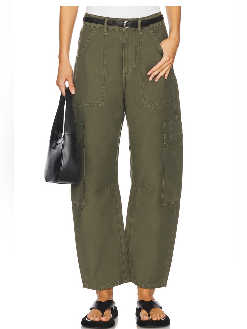 Marcelle - Citizens of Humanity - Olive Green Wide-Leg Utility Pants - Women